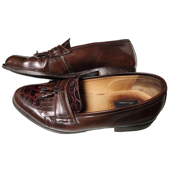 Bostonian Florentine Croc Insert Burgundy Tassel Loafer Vintage Size 10.5 Italy main image 6